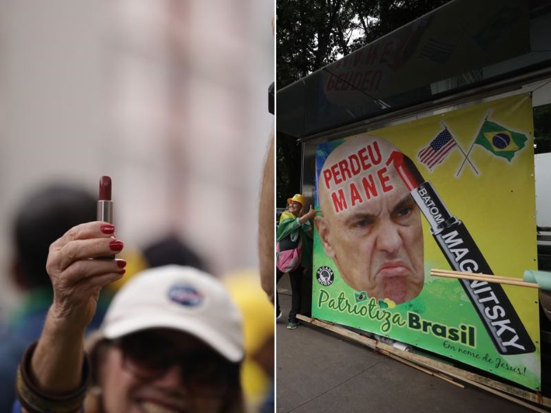 Com batom na mão, multidão pede anistia aos condenados pelo 8/1