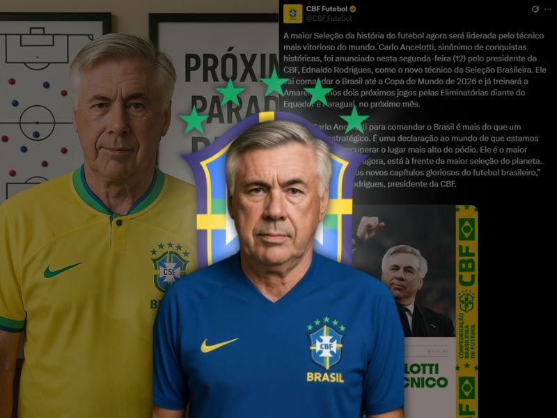 CBF anuncia Carlo Ancelotti como técnico da Seleção Brasileira