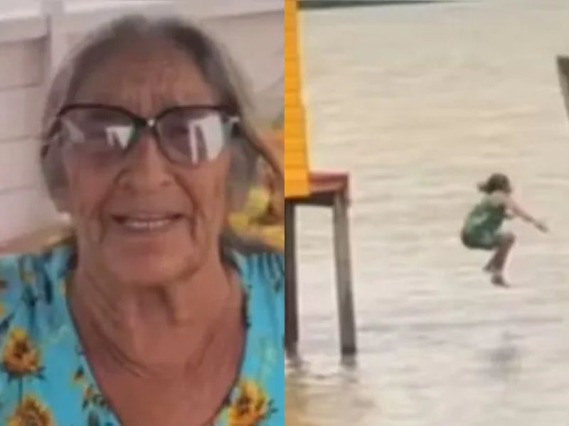 Idosa de 81 anos viraliza com saltos ousados em rio