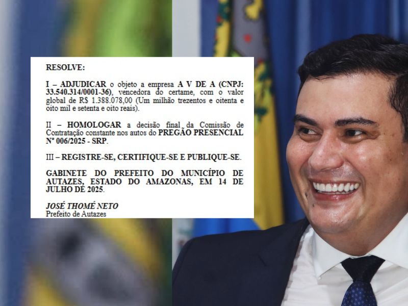 Empresa que venceu contrato milionário em Autazes já havia sido contratada sem licitação por Thomé Neto