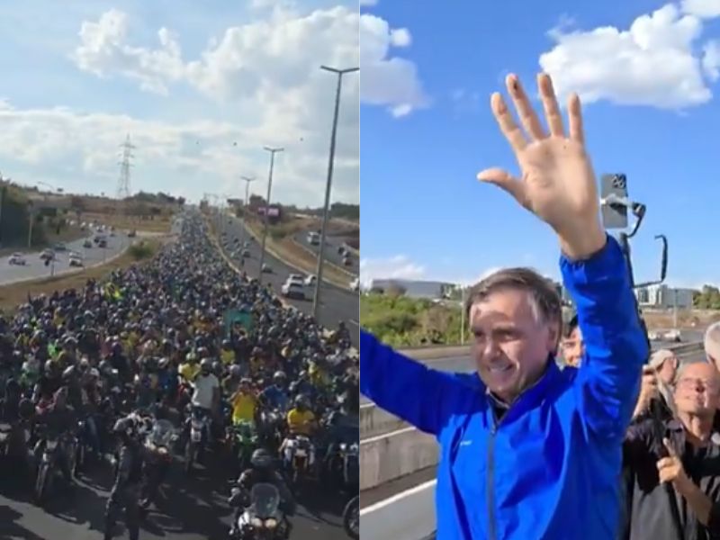 Ex-presidente Jair Bolsonaro participa de motociata em Brasília