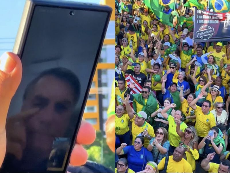 Bolsonaro se emociona ao ver apoiadores em Manaus durante ato na Ponta Negra