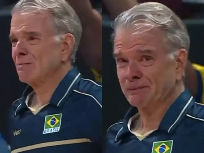 Bernardinho vai aos prantos após receber notícia da morte da mãe no jogo da seleção de Vôlei