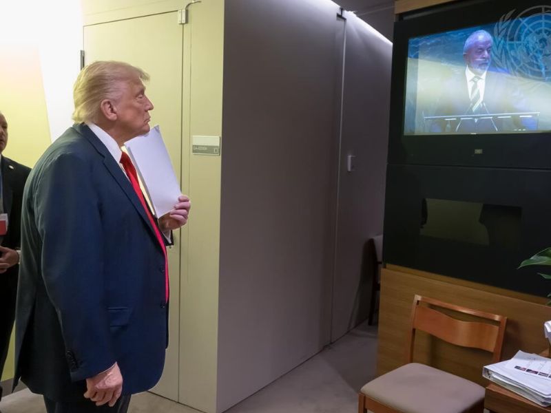 Organização divulga imagem de Trump assistindo ao discurso de Lula